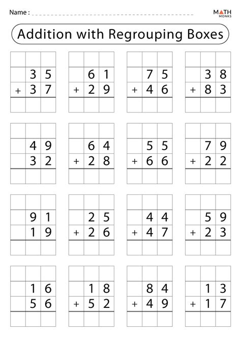 Addition With Regrouping Practice Sheets