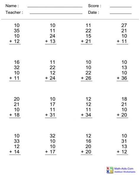 Addition Worksheets Dynamically Created Addition Worksheets in 2020