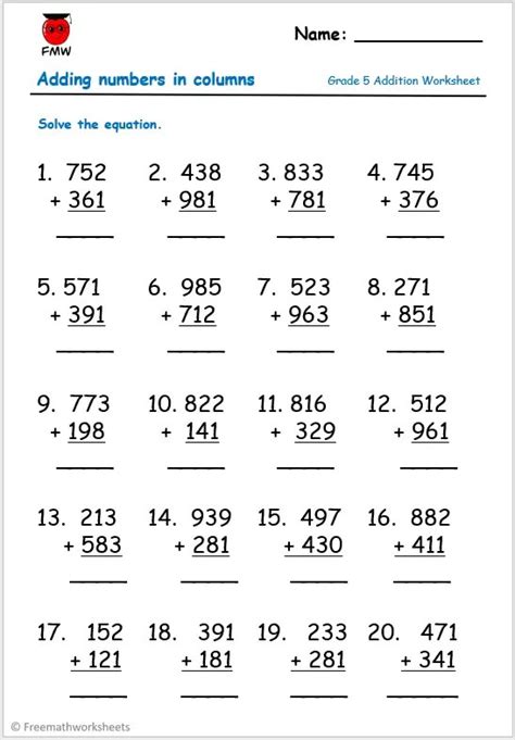 Addition Worksheets Page 4 of 5 Have Fun Teaching