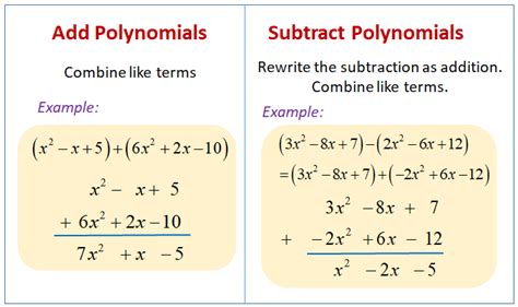 Addition and Subtraction of Polynomials How to Add and Subtract