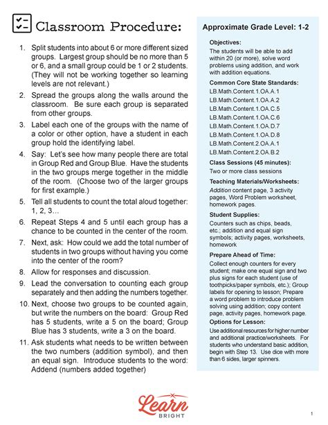 Addition lesson plan pdf grade 1.  This lesson is a sample from the Mindful Math Curriculu...