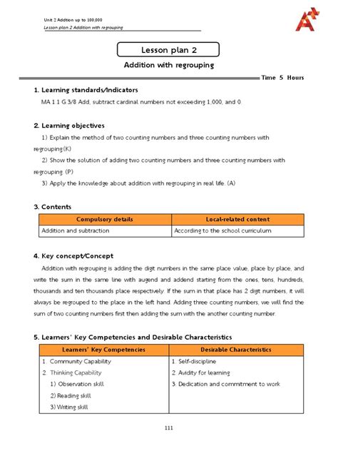 Addition lesson plan pdf. Lesson Plans These lesson plans were designed to be used over ...