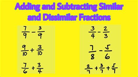 Addition of Dissimilar Fractions Addition and subtraction