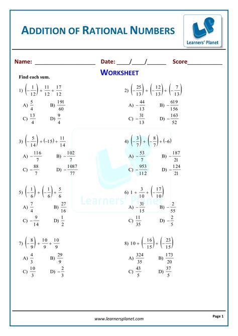 AdditionofRationalNumbersWorkbook1