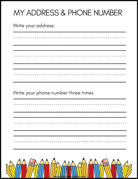 Address And Phone Number Worksheet