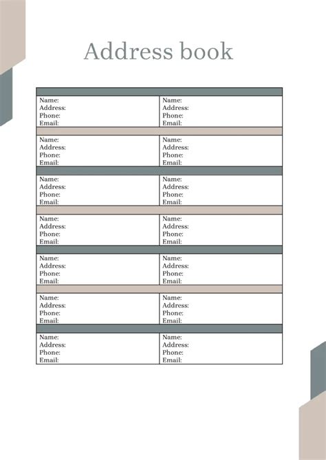 Address Book Template Google Docs BOKCROD