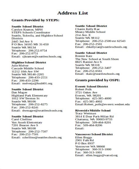 Address List