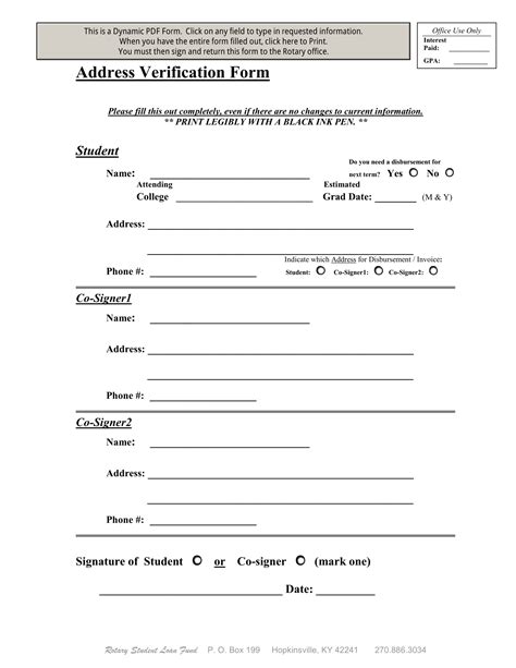 Address Verification Form Sample Verification Form Template