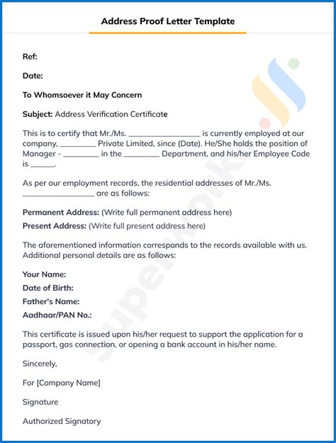 Address proof letter format for passport.  Proof of address letter sample ...