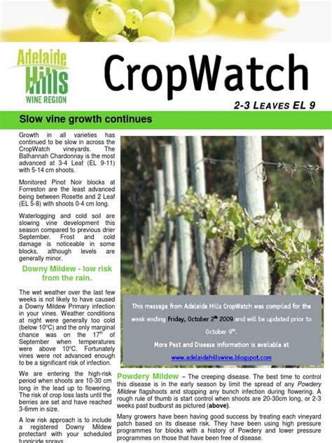 Adelaide Hills Crop Watch 290110