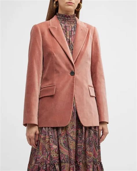 Introducing the Kobi Halperin Adele Velvet Blazer, a timeless piece that will elevate any outfit. Crafted with luxurious velvet construction, this blazer exudes a sense of elegance and sophistication. The rose petal color and exquisite pattern make a bold statement, perfect for adding a touch of femininity to your ward. 