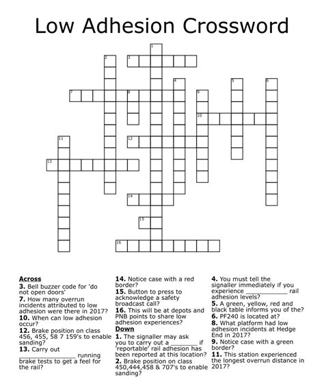 Adhesion crossword clue. The Crosswordleak.com system found 25 answers for covered with adhesive crossword clue. Our system collect crossword clues from most populer crossword, cryptic puzzle, quick/small crossword that found in Daily Mail, Daily Telegraph, Daily Express, Daily Mirror, Herald-Sun, The Courier-Mail and others popular newspaper. 