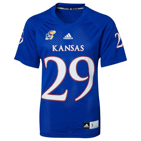 Kansas Jayhawks Football Gear, Gifts and Jayhawks Apparel. Get ready to cheer on your Jayhawks every season, thanks to an exciting selection of officially licensed Kansas football gear, as well as new Kansas adidas Ultraboost shoes and Kansas adidas Originals Forum shoes! Show some love for your favorite Jayhawks with authentic Kansas NIL ... . 