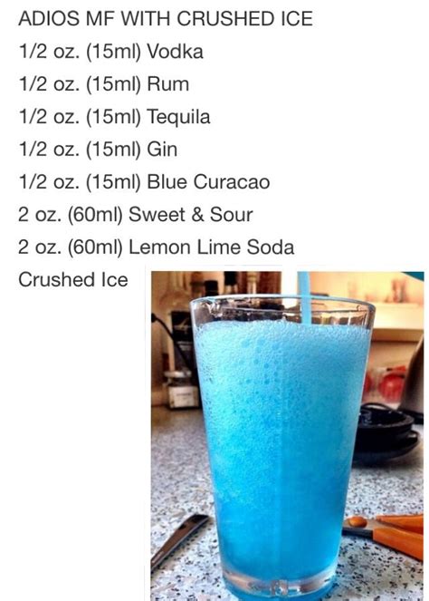 Adios mf recipe. The Adios, Motherfucker (sometimes known as an AMF or a Blue Motorcycle for the squeamish) is essentially a blue Long Island Iced Tea. The drink is American in origin, appeared to emerge in the 1980s, and had a resurgence around 2016. ... classic dishes with verified authentic recipes. Advertisement. Subscribe … 