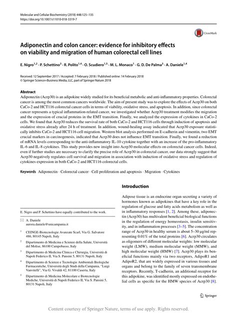 Adiponectin and colon cancer: evidence for inhibitory ... - Springer