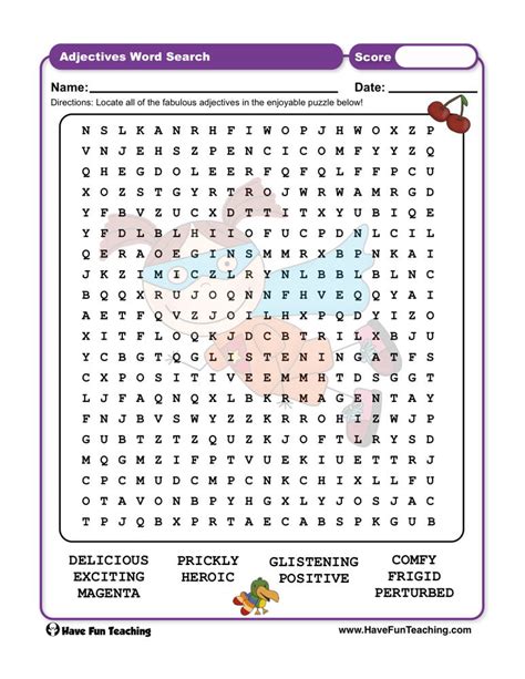 Adjectives Word Search Worksheet Have Fun Teaching Schede