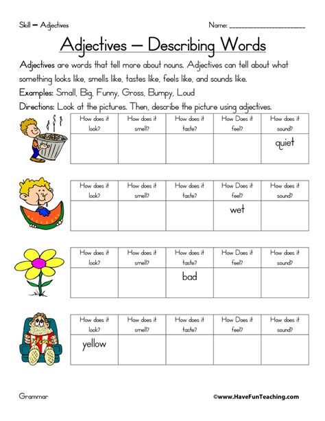 Adjectives Worksheets Have Fun Teaching