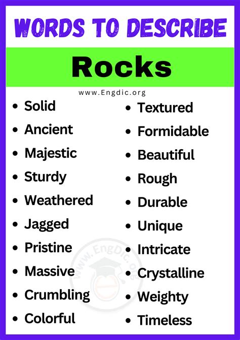 Adjectives for Rocks Words to describe Rocks - SearchSentences