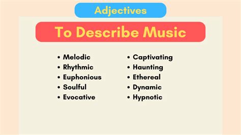 Adjectives for music performance.  According to the algorithm that drives this website, the top ...