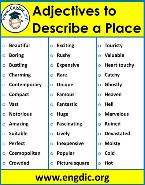 Adjectives to Describe Places