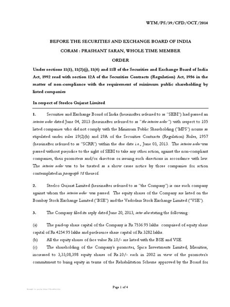 Adjudication Order in the matter of Steelco Gujarat Limited