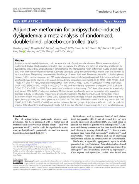 Adjunctive metformin for antipsychotic-induced dyslipidemia: a meta