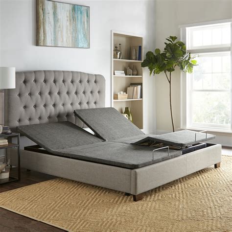 Adjustable bed base king. ADJUSTABLE HEIGHT: Adapt your bed to your ideal height with adjustable legs. Adjust to 3, 6, 9, or 12 inches, or remove the legs to fit seamlessly into platform bed designs. ZERO-GRAVITY PRESET: Take the pressure off your back while you sleep with the zero-gravity preset that lifts your head and feet to simulate weightlessness. 