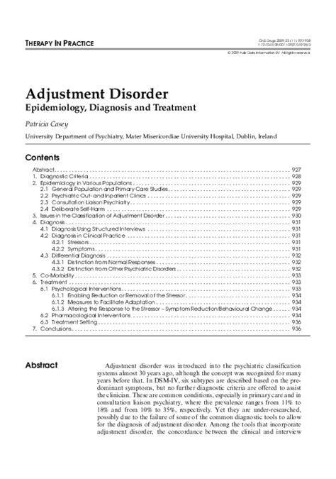 Adjustment Disorder Epidemiology pdf