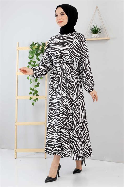 Adl zebra desenli elbise
