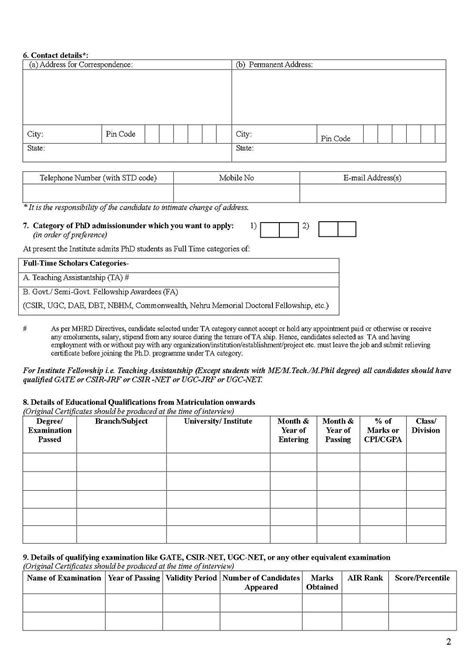 Adm Form for iit 2012
