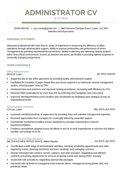 Admin Cv Template