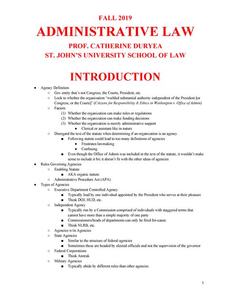 Admin Law Outline 2003