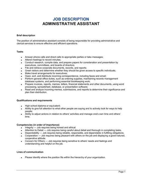 Administrative Assistant Job Description Templates