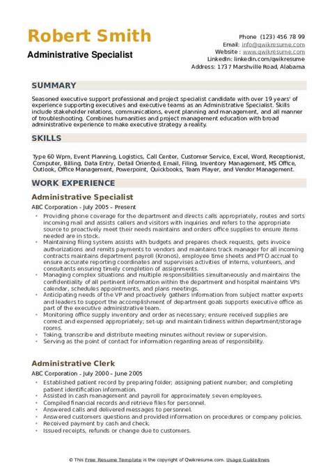 Administrative Support Specialist Resume Examples - JobHero