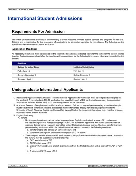 Admission Requirements - International Students