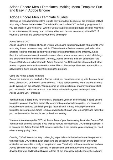 Adobe Encore Menu Templates Download Making Menu Template Fun And Ea