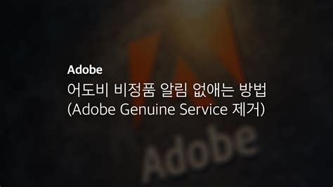 Adobe Genuine Service 제거 안됨