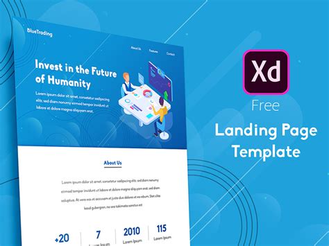Adobe XD Landing Page Template BlueTrading Free PSD Templates