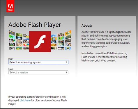 Jun 21, 2020 · Choose whether you want to download Adobe Flash Player for Mac Chrome and Opera or for Safari and Firefox by clicking on the second drop-down menu on the left side of the page. Click on the Download now button on the right side of the page. 