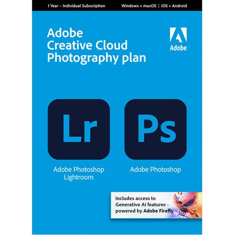 Adobe photography plan. Adobe photography plans offer the perfect solutions for editing, organizing, storing, and sharing images for anyone interested in photography—from photo enthusiasts to professionals. The Lightroom plan includes Lightroom with 1TB of photo cloud storage and Adobe Firefly. It’s the ideal option for photographers who want to access and edit ... 
