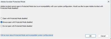 Adobe reader cannot open in protected mode due to a problem with your system...
