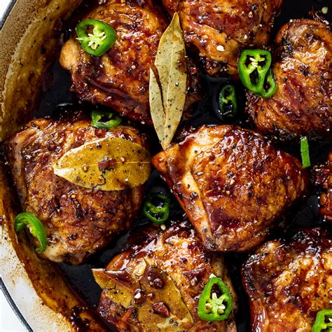 Adobo recipe. Oct 17, 2016 · Preparation. Step 1. Place chicken, garlic, chiles, ginger, vinegar, soy sauce, peppercorns, palm sugar, and bay leaves in a large reasalable plastic bag or 13x9" baking dish; toss to combine. 