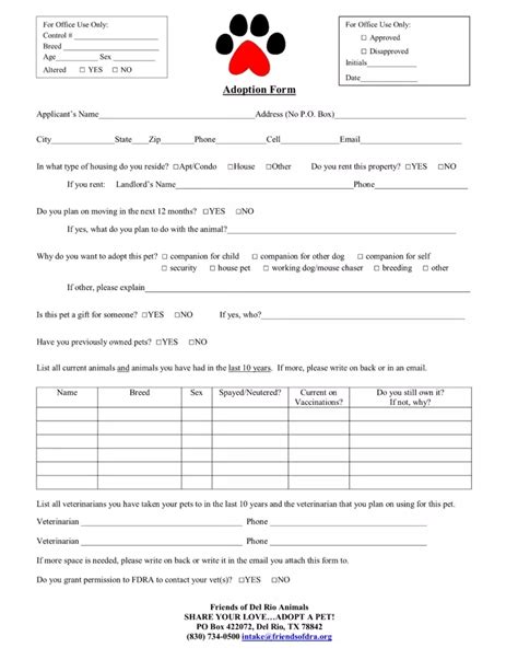 Adoption Application Form For Dogs Fill Out and Sign Printable PDF