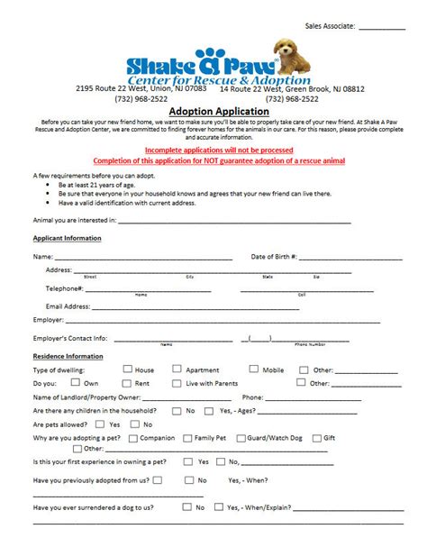 Adoption Application The O Guide