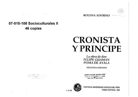 Adorno Cronista y Principe Caps 1 2 y 6