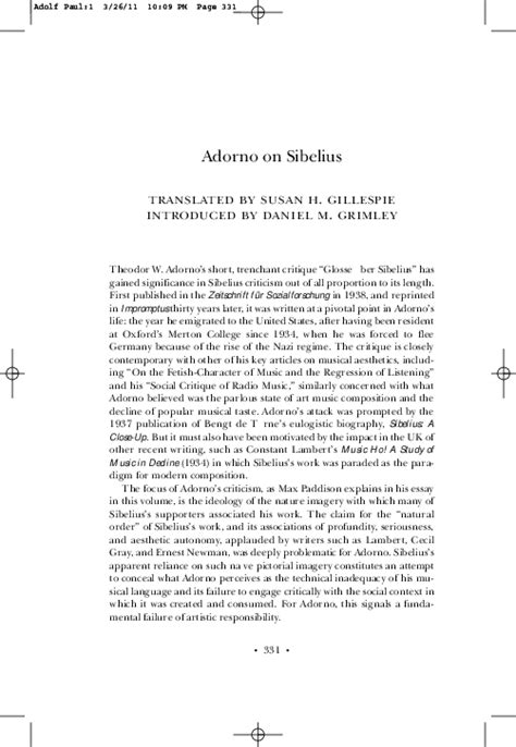 Adorno Gloss on Sibelius pdf