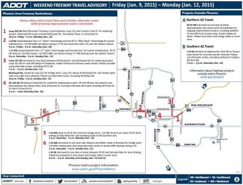 T he Arizona Department of Transportation announced Tuesday that State Route 143 will be closed between Loop 202 and Interstate 10. These routes will be closed from 10 p.m. on Friday, Jan. 5, to 4 .... 