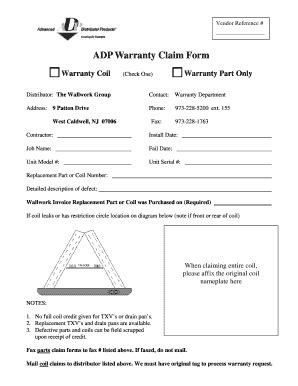 Adp coil warranty. To fill out an ADP warranty, follow these steps: 1. Visit the ADP warranty website or log into your account. 2. Navigate to the warranty registration page. 3. Fill in the required details, such as your personal information (name, address, contact details). 4. 