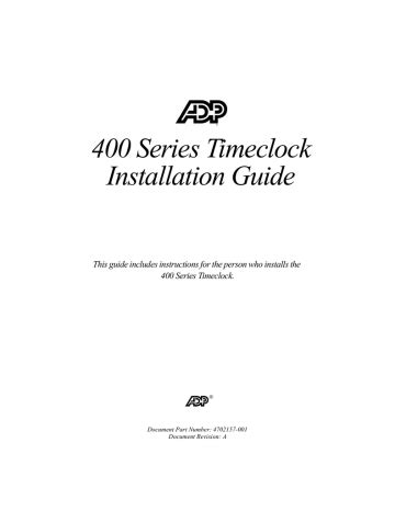Adp series 4000 time clock installation guide. - Analisi e progettazione di sistemi e o torrent o.