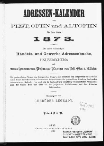 Adressen kalender von pest, ofen und altofen für das jahr 1873. - Study guide answer key for world history.